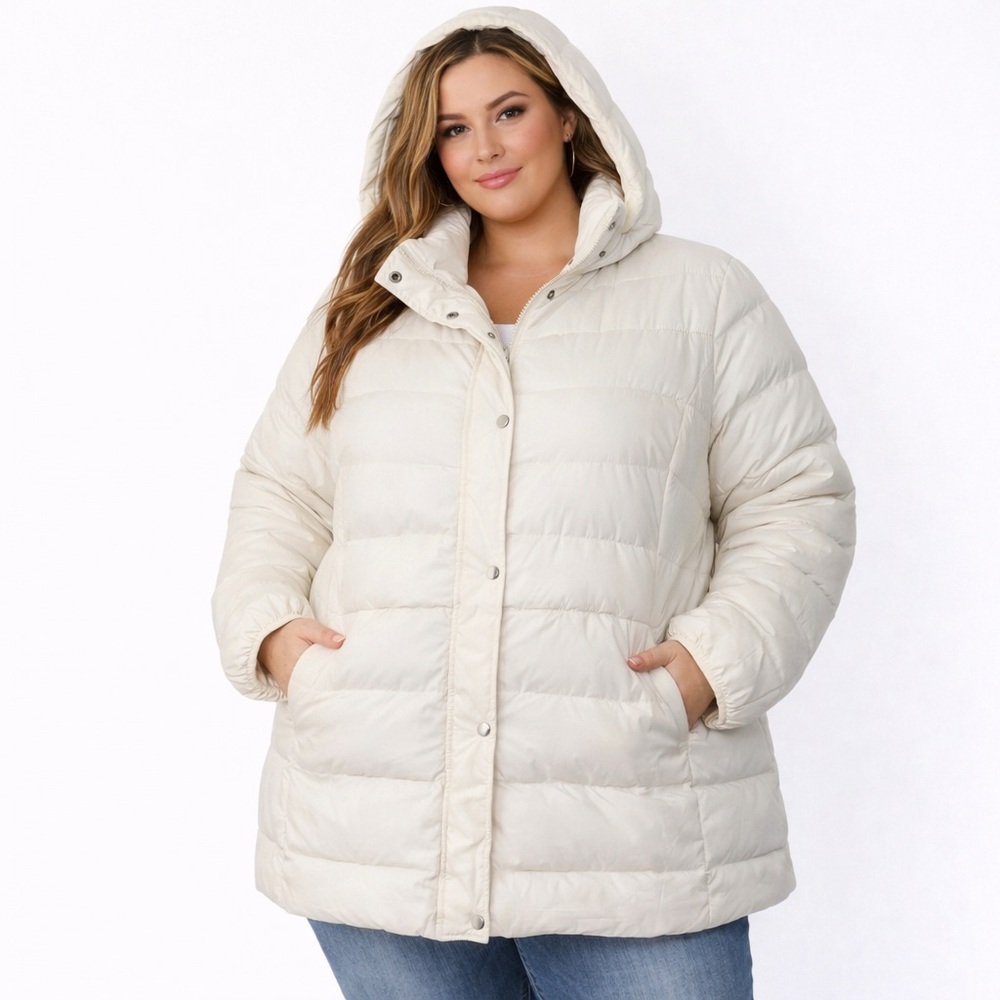 Faded Glory White Detachable Hood Fleece Lined Puffer Coat Jacket‎ 3X
